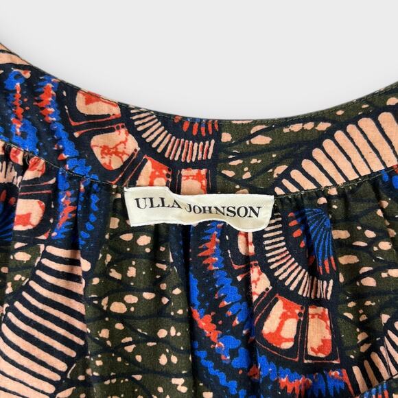 Ulla Johnson Juniper Floral Print Cotton Poplin Midi Dress in Army Green Size 6 - Picture 4 of 9